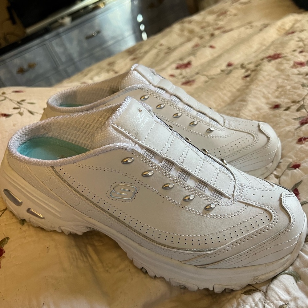 Skechers White Slip-On Sneakers